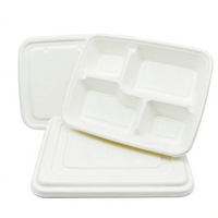 Couvercle de boîte à lunch jetable 100 % écologique et biodégradable 9"x6" en bagasse de canne à sucre pour l'emballage rapide des aliments destiné aux restaurants