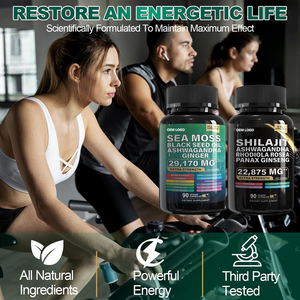Combo de capsules de Shilajit et d'algues marines à étiquette privée OEM, extrait pur de l'Himalaya, lot avec algues marines irlandaises - Product Image 4