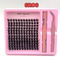 Yalee Handmade DIY Eyelash Extension Kit Bulu Mata Segmen Bahan Sintetis Hitam Alami 6 Baris Dasar Runcing Tipis Ringan
