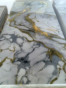 Tấm ốp tường giả đá cẩm thạch cao cấp, bóng gương, màu vàng óng ánh, chống thấm, chống cháy, dùng cho phòng ăn, phòng khách, bán chạy - Product Image 4