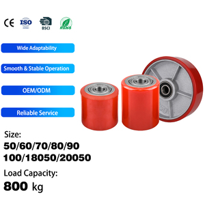 Ruota Girevole per Carrelli Elevatori Elettrici e Manuali in PU Rosso Personalizzata, Attrezzatura per Linee di Produzione, Prezzo all'Ingrosso di Fabbrica OEM - Product Image 1