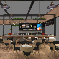 Conception 3D personnalisée en usine de JJH pour intérieur de magasin de thé au lait Coffee Shop vitrines en bois vitrine pour magasin de café