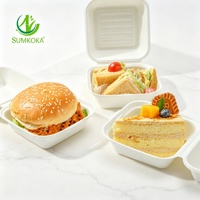 Boîte à hamburger Sumkoka écologique et biodégradable, design personnalisé, en bagasse de canne à sucre, jetable et compostable
