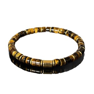 Bracelet en perles d'œil de tigre Steadfast Horizon plaqué or, pierre naturelle, style bohème classique unisexe, protection pour anniversaire - Product Image 5