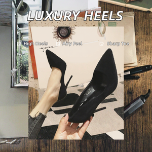 Chaussures à talons en daim de luxe pour femmes 6/8/10CM Chaussures de bureau Uniques Antidérapantes Cheville fine Respirantes Pompes à talons hauts - Product Image 2