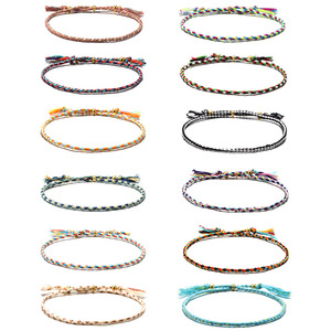 <span class=keywords><strong>Bracelet</strong></span> avec corde en <span class=keywords><strong>fil</strong></span> <span class=keywords><strong>de</strong></span> <span class=keywords><strong>soie</strong></span> pour femmes, bijou fait main, fin et réglable, à la mode, noir, bleu - Product Image 2