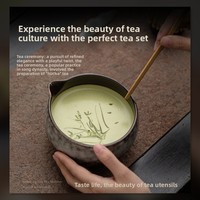 Ensemble de Matcha en Céramique Style Ancien, Bol à Matcha avec Bec Verseur, Fouet à Thé et Support, Style Dinastie Song, Ensemble de Thé Vintage 100 Pièces