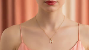 Bijoux fins, pendentif en diamant naturel, alphabet H, unisexe, design personnalisé de lettre initiale avec diamants authentiques en or massif - Product Image 5