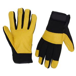 Prisafety Golden Yellow Full Grain Yard Jardinería Construcción Mecánico Piel de cerdo Guantes de trabajo de cuero para trabajos de jardín - Product Image 5