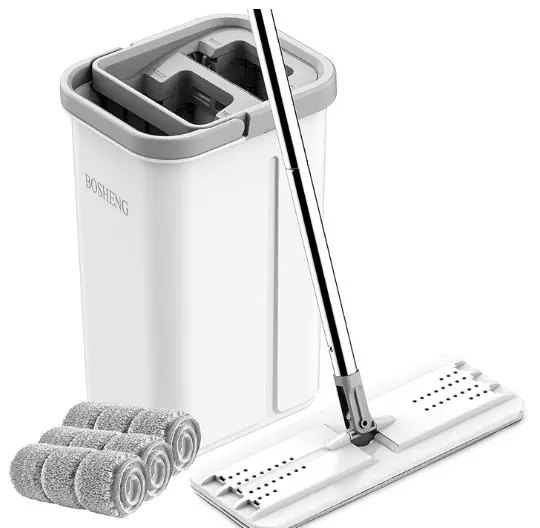 New bucket 360 degree rotary flat mop with self washing and squeeze dry bucket mop handsfree lazy microfiber mop