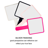 Miroir de poche carré en plastique personnalisé avec logo, pour salon de coiffure, maquillage, portable, marque privée, avec poignée