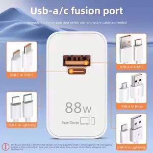 US/EU Socket Fast Charger USB-<b>C</b> Power <b>Adapter</b> A+<b>C</b> Fast Charge 88W USB Wall Charger for Mobile Phone - Product Image 3