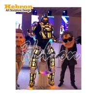 Costume de robot lumineux LED coloré pour Halloween, avec échasses, pour l'extérieur