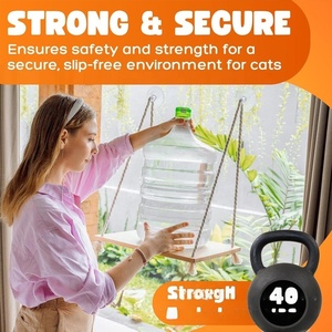 USMILEPET Factory Outlet de madera para mascotas hamaca nidos cojín cama con ventosa Mat colgante gato columpio para balcón gato perca - Product Image 3