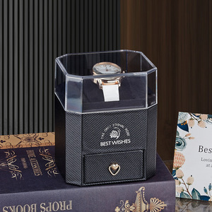 Elegante Scatola Portaorologi Esagonale con Manico a <span class=keywords><strong>Cuore</strong></span> in Oro, Regalo Ideale per la Festa del Papà - Product Image 1