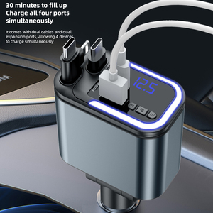 <span class=keywords><strong>Chargeur</strong></span> rapide 5-en-1 avec lecture Bluetooth, <span class=keywords><strong>chargeur</strong></span> de voiture <span class=keywords><strong>super</strong></span> rapide avec 2 câbles, affichage LED et lecture MP3 - Product Image 3