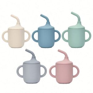 Custom Logo BPA-Free Double Handles Large Capacity Baby Silicone Modern Solid Washable Water Children's Drinking Feeding Cup - Product Image 5