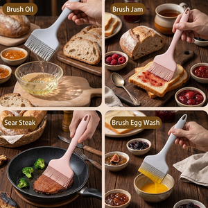 Ensemble de pinceaux à pâtisserie en silicone 5 couleurs, tête large de 9 cm, nylon renforcé, résistant à la chaleur, pour barbecue, cuisson et friture - Product Image 4