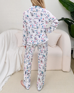 Nuovo pigiama 100% a manica lunga in cotone biologico da donna con stampa personalizzata da donna - Product Image 5