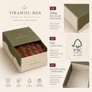 Caja de Papel para Tiramisú con Impresión de Logotipo Personalizado, Caja de Embalaje de Papel de Grado Alimenticio para Pastelería, Caja de Embalaje de Chocolate para Tiramisú - Product Image 6