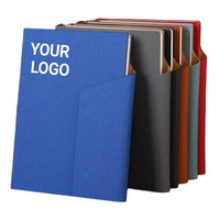 Carnet à couverture rigide personnalisé en tissu sergé OEM avec pages A5 à ouverture à plat et pochette avant pour cadeaux d'entreprise en gros