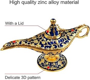 Lámpara de los deseos de latón, lámpara de Aladino, decoración creativa retro para el hogar, recuerdos, soportes para exhibir joyas, caja de almacenamiento - Product Image 5
