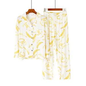 Personnalisé pêche banane imprimé à manches longues ensemble de vêtements de nuit respirant Modal nuit <span class=keywords><strong>pyjama</strong></span> femme nouvelle tendance <span class=keywords><strong>pyjama</strong></span> pour les femmes 2025 - Product Image 3