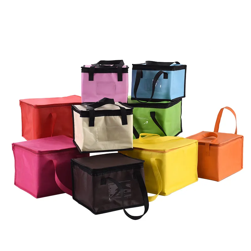 Khuyến Mãi Tùy Chỉnh Logo Không Dệt Nhôm Foil Hộp Ăn Trưa PVC Pocket Bánh Pizza Carry Box Cách Nhiệt Cooler Túi Cho Bữa Ăn Thực Phẩm