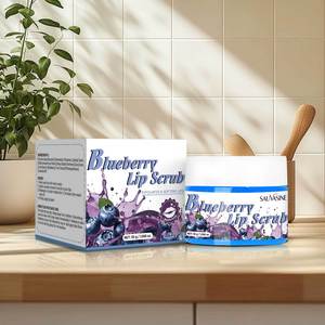 Vente flash : Gommage exfoliant et hydratant pour lèvres foncées à la myrtille bleue naturelle, marque propre - Product Image 1