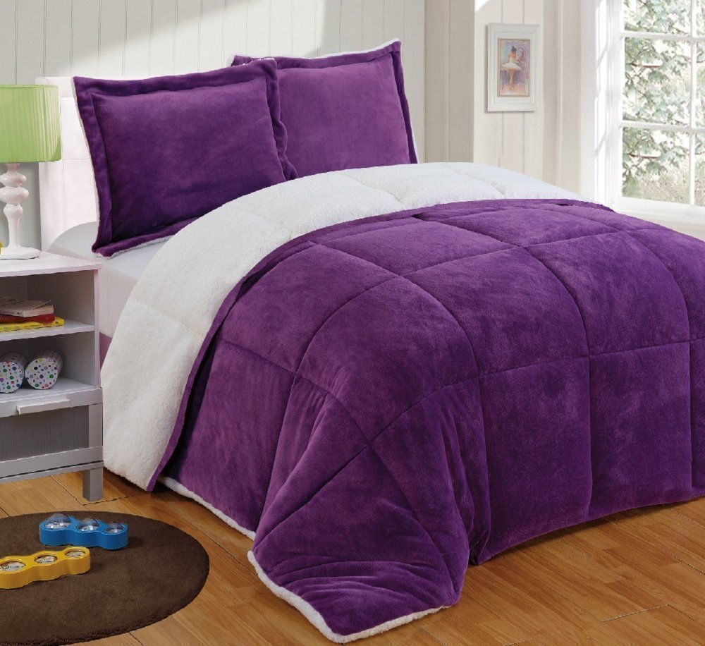 Micro vison Sherpa Réversible Vers Le Bas Alternative Couette Ensemble Flanelle Laine Couette