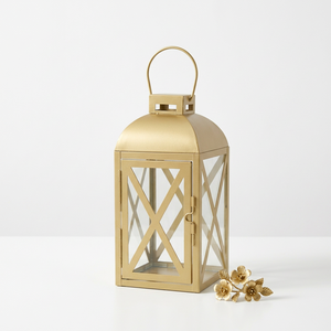 Manufacturers Modern <b>Gold</b> Metal Candle <b>Lantern</b> for Home and Weddings Tabletop Decorations - Product Image 1