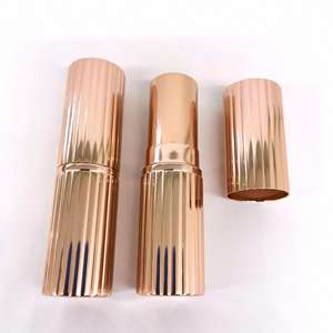 Tube de rouge à lèvres vide en aluminium mini rond de luxe couleur or rose avec impression sérigraphique, capuchon à clic sonore et logo personnalisé - Product Image 2