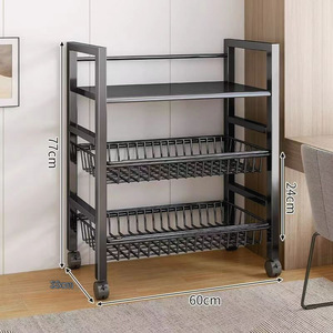 Adjustable Kitchen Storage Shelf Freestanding Fruit &amp; <strong>Veggie</strong> Organizer with Wheels Multi-Layer <strong>Rack</strong> - Product Image 3