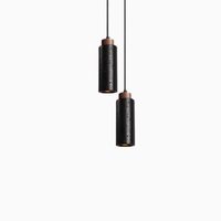 Lampe suspendue cylindrique en pierre Wabi Sabi, mini lampe suspendue en bois massif pour chevet, bar, comptoir