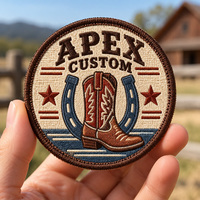 Patchs brodés personnalisés APEX pour bottes Western, avec logo de marque, à thermocoller, fabriqués par un créateur