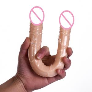 Consolador de doble cabeza, consolador realista de gelatina larga, Consolador de doble extremo, pene grande Flexible para mujeres, masturbador, Juguetes sexuales para <span class=keywords><strong>lesbianas</strong></span> - Product Image 5