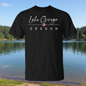 T-shirt Lake Oswego Oregon nera unisex taglia adulto - Product Image 3