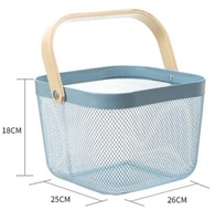 Organisateur de panier en fil métallique carré durable 2023 avec poignée en bois