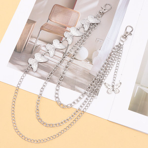 โซ่คาดเอวรูปผีเสื้อหลายชั้น สไตล์พังก์ โลหะสีขาว K เงินทิเบต แฟชั่นสำหรับทุกเพศ ใส่ได้ทุกวัน - Product Image 4