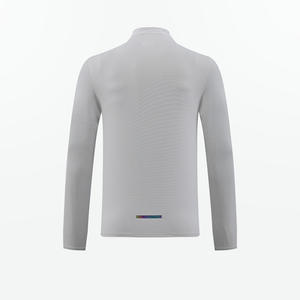 Camiseta Deportiva Casual de Manga Larga para Hombre, Tiyo, con Cierre de Media Cremallera, Cuello Alto, Secado Rápido, 100% Poliéster, Color Gris Claro Sólido, para Correr al Aire Libre - Product Image 5