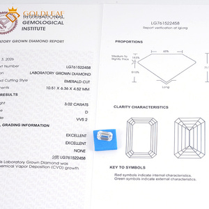 Diamant de laboratoire taille émeraude Goldleaf avec certificat IGI # 761522458 Vente en gros de pierres précieuses blanches de couleur D, 1CT, 2CT, 3CT, pour la fabrication de bijoux - Product Image 6