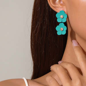 Flower <b>Stud</b> <b>Earrings</b> Colorful Petal Design Stainless Steel Posts For Women Anniversary Gift D2039 1 D2040 1 D2041 1 - Product Image 2