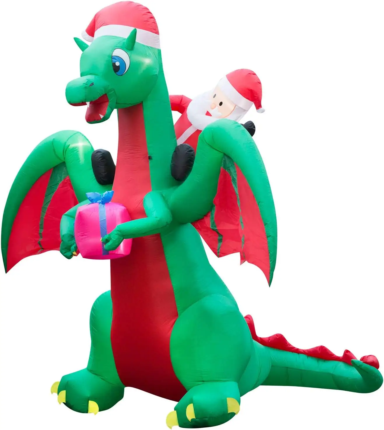 गर्म छुट्टियों में 9 फीट चमकदार जलरोधक सांता ड्रैगन की सवारी आउटडोर यार्ड लॉन सजावट क्रिसमस इन्फ्लैटेबल सजावट
