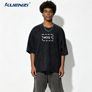 Camiseta Oversize para Hombre Kuenzi Plus Size, 260GSM, Lavado Ácido, Estilo Vintage, Streetwear, 100% Algodón, Lavado Mineral, Hombros Caídos - Product Image 2