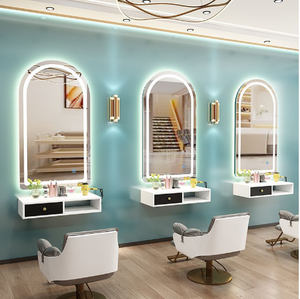 Barbershop Mirror <b>Desk</b> Hair Salon Special Wall Mounted Hair Mirror <b>Simple</b> European Style Hair Cutting Mirror - Product Image 1