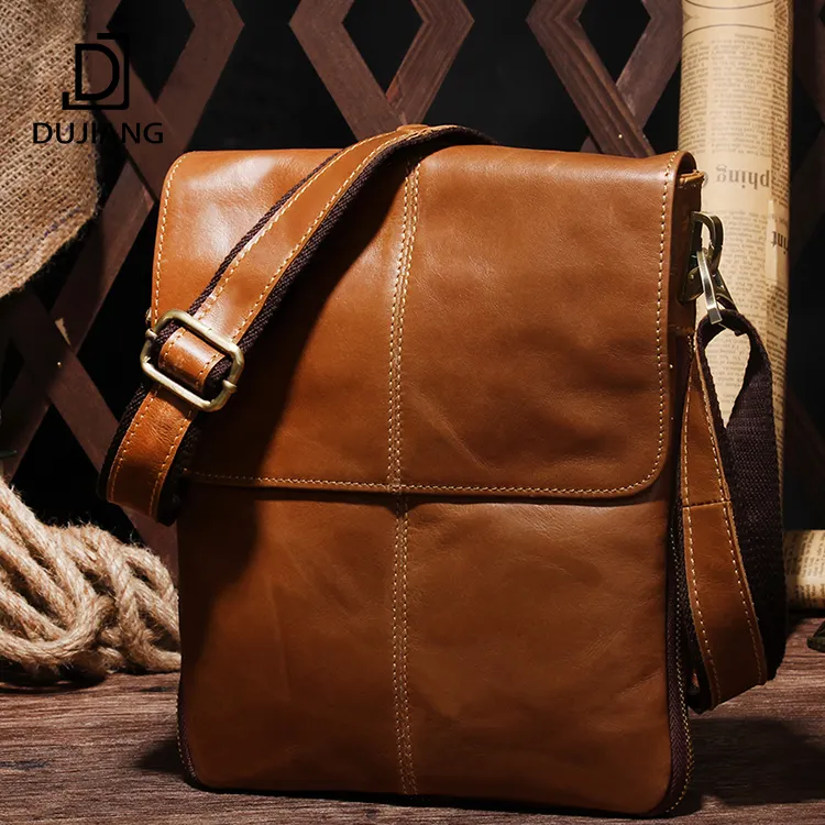 DUJIANG Genuine Leather Mens Bags Messenger Shoulder Crossbody Bag Messenger Bags for Men Messenger