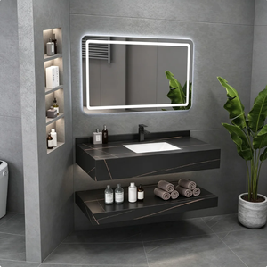 Étagère de salle de bain directement d'usine, ensemble miroir LED anti-buée pour meuble-lavabo, tailles personnalisées pour usage domestique et hôtelier ODM/OEM - Product Image 2