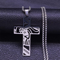 Nouveau Collier Pendentif Croix Creuse en Acier Inoxydable Étanche, Accessoire de Mode