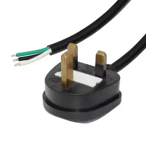 Fiche standard britannique du fabricant 10A fil électrique câble d'alimentation à 3 conducteurs dénudé et étamé à BS-1363 cordon d'alimentation britannique