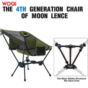 Chaise pliante de camping Woqi Moon Chair, couleur vert olive, structure en aluminium, avec poches latérales et sac de rangement, chaise de jardin - Product Image 5